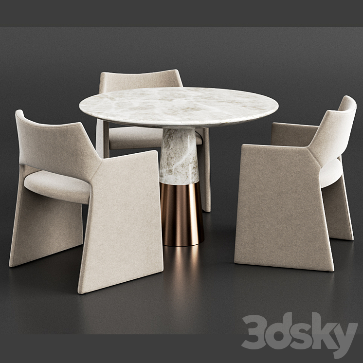 CB2 Dinning Set 4 3DS Max - thumbnail 2