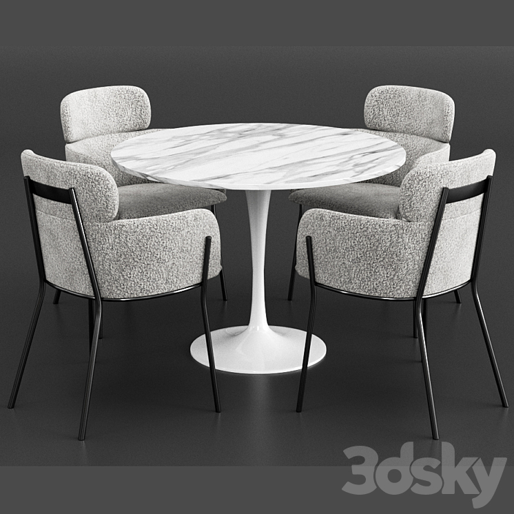 CB2 & Knoll Dinning Set 3DS Max Model - thumbnail 2