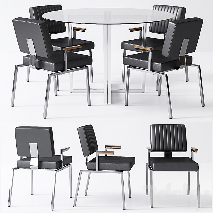 CB2 Krall chair Silverado table 3DS Max - thumbnail 1