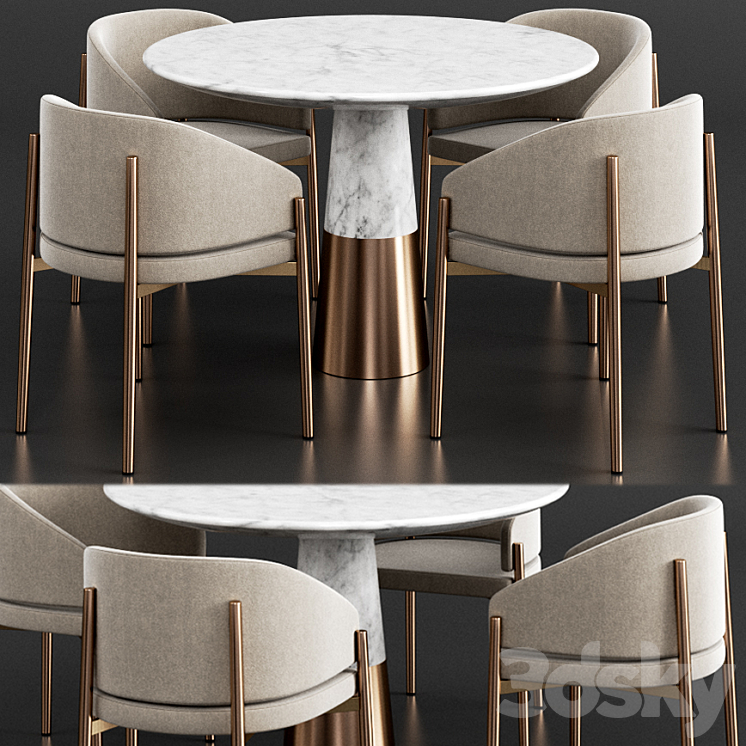 CB2 & Porro Dinning Set 3DS Max - thumbnail 1