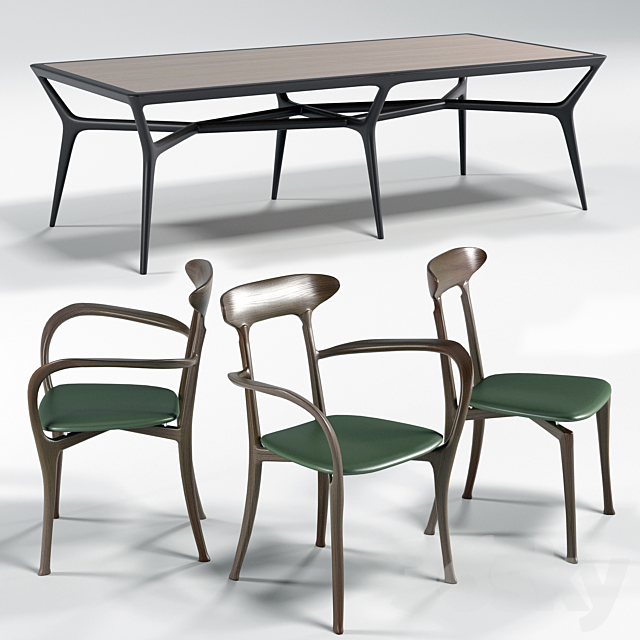 CeccottiCollezioni SEVENMILES table MA BELLE chairs 3DS Max Model - thumbnail 2