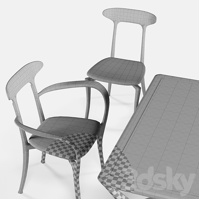 CeccottiCollezioni SEVENMILES table MA BELLE chairs 3DS Max Model - thumbnail 3