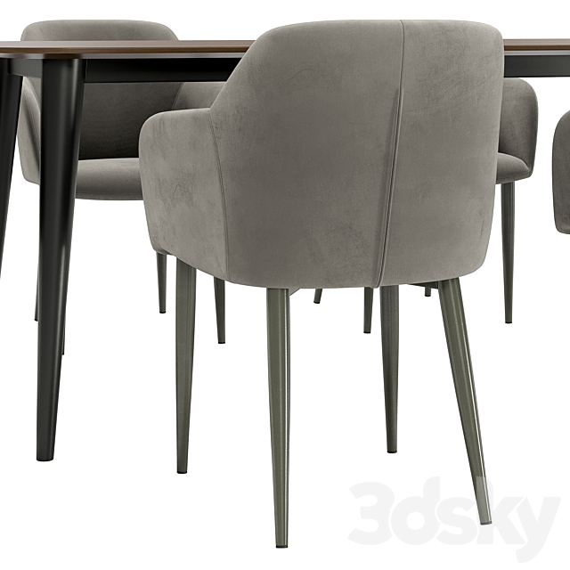 Cecilia dining chair and Sevilla table 3DS Max Model - thumbnail 4