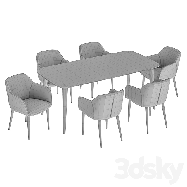 Cecilia dining chair and Sevilla table 3DS Max Model - thumbnail 5