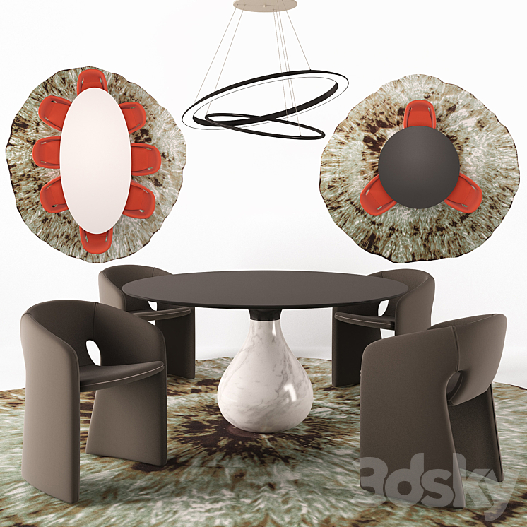 Celeste Armchair Aqua Dining table OO Suspension 3DS Max - thumbnail 1