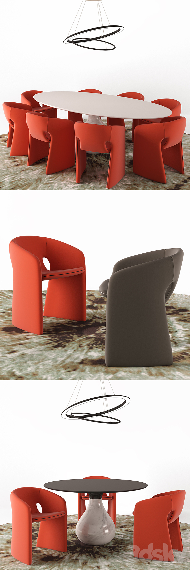 Celeste Armchair Aqua Dining table OO Suspension 3DS Max - thumbnail 2