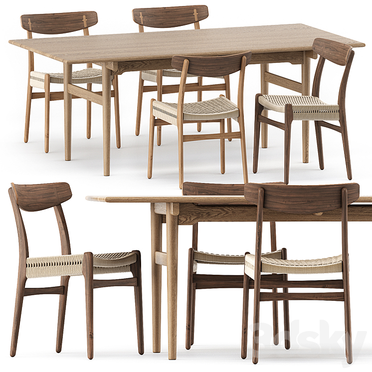 CH327 DINING TABLE CH23 CHAIR by Carl Hansen & Son 3DS Max - thumbnail 1