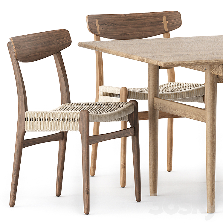 CH327 DINING TABLE CH23 CHAIR by Carl Hansen & Son 3DS Max - thumbnail 2