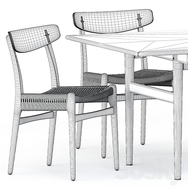 CH327 DINING TABLE. CH23 CHAIR by Carl Hansen & Son 3DSMax File - thumbnail 5