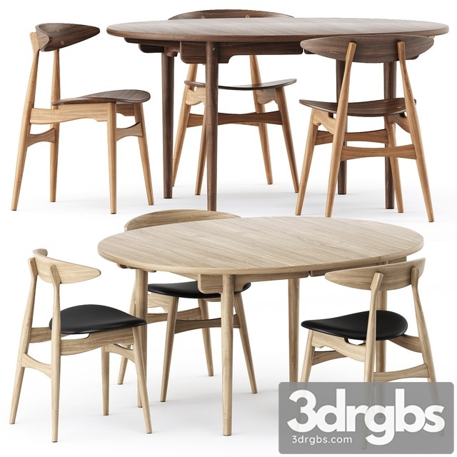 CH337 TABLE and CH33P CH33T CHAIR 3dsmax Download - thumbnail 1