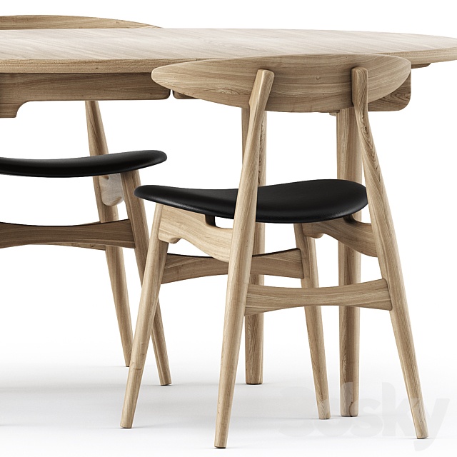 CH337 TABLE and CH33P CH33T CHAIR by Carl Hansen & Son 3DS Max Model - thumbnail 2