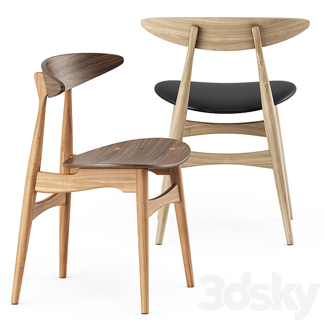 CH337 TABLE and CH33P CH33T CHAIR by Carl Hansen & Son 3DS Max Model - thumbnail 4