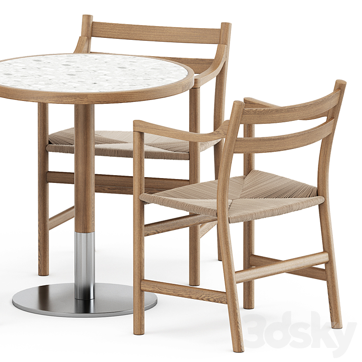 CH46 chair and CH47 chair by Carl Hansen & Son and Briscola table by miniforms 3DS Max Model - thumbnail 2