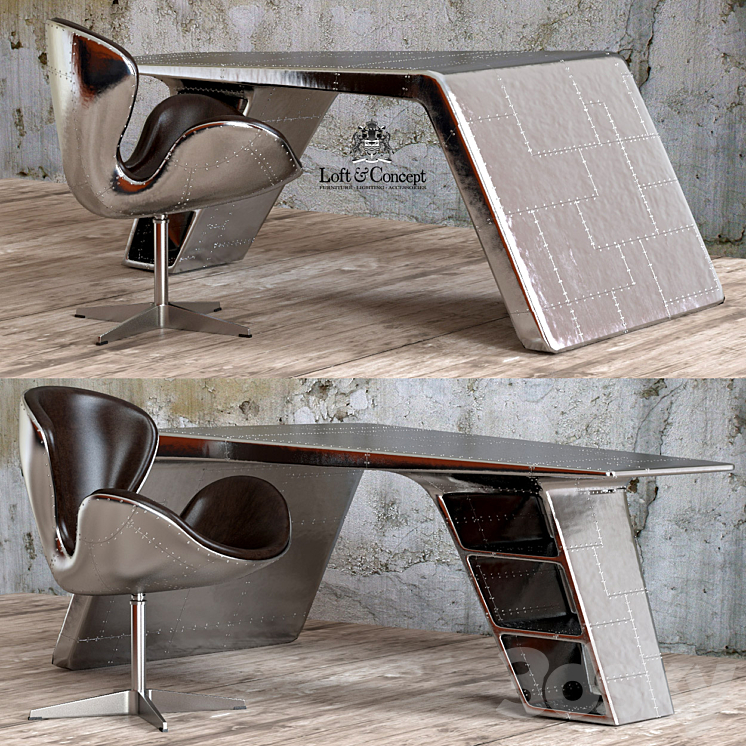 Chair and desk Aviator 3DS Max - thumbnail 1