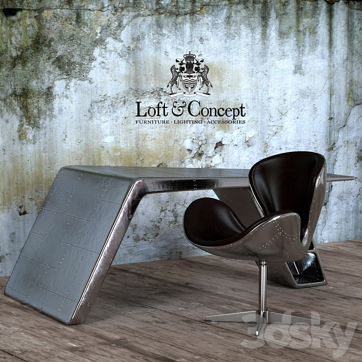 Chair and desk Aviator 3DS Max - thumbnail 2