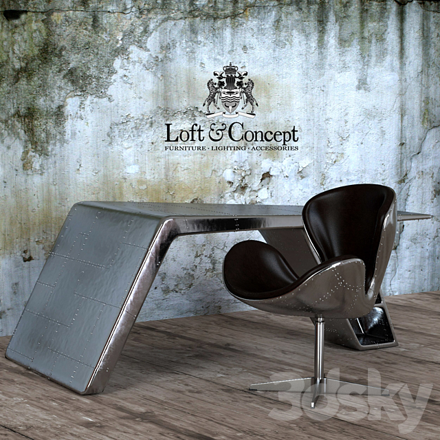 Chair and desk Aviator 3DSMax File - thumbnail 2