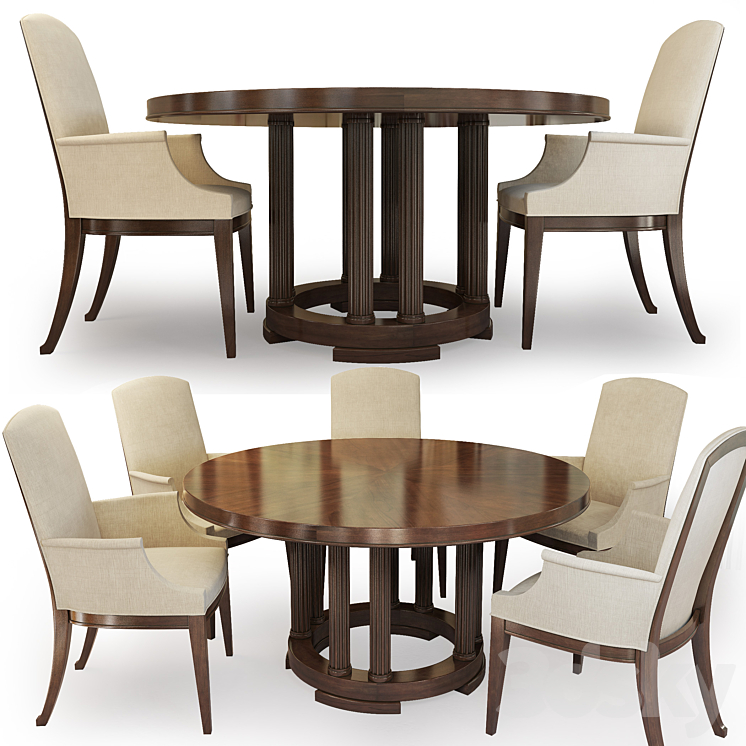 Chair and round table Bridgeton. Century. Round Dining Table. 3DS Max - thumbnail 1