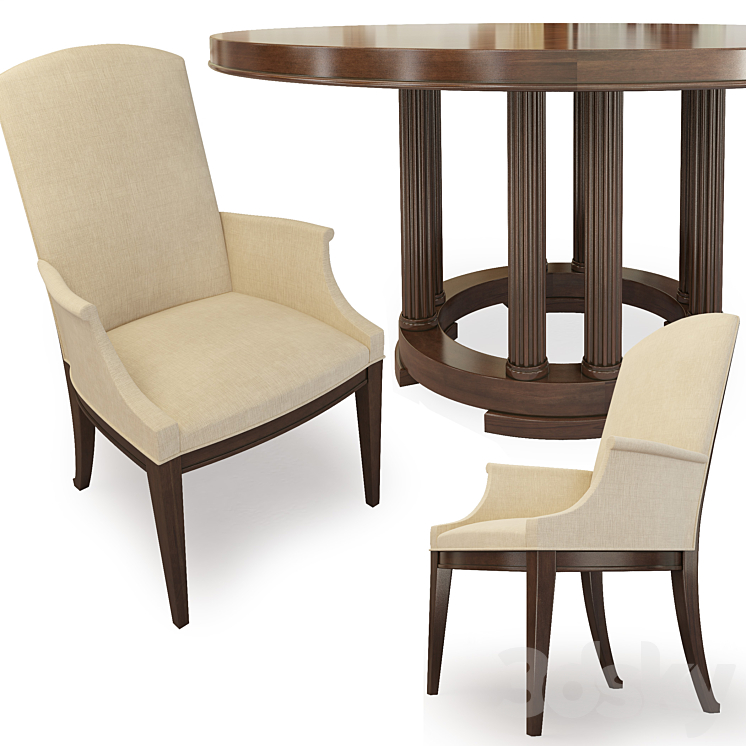 Chair and round table Bridgeton. Century. Round Dining Table. 3DS Max - thumbnail 2