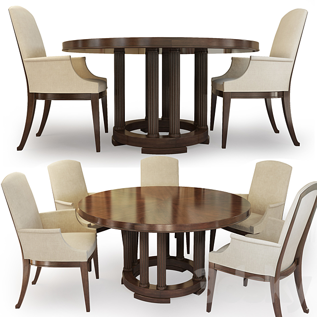 Chair and round table Bridgeton. Century. Round Dining Table. 3DSMax File - thumbnail 1