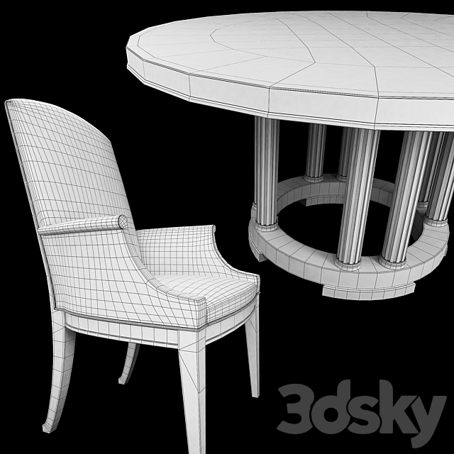 Chair and round table Bridgeton. Century. Round Dining Table. 3DSMax File - thumbnail 3