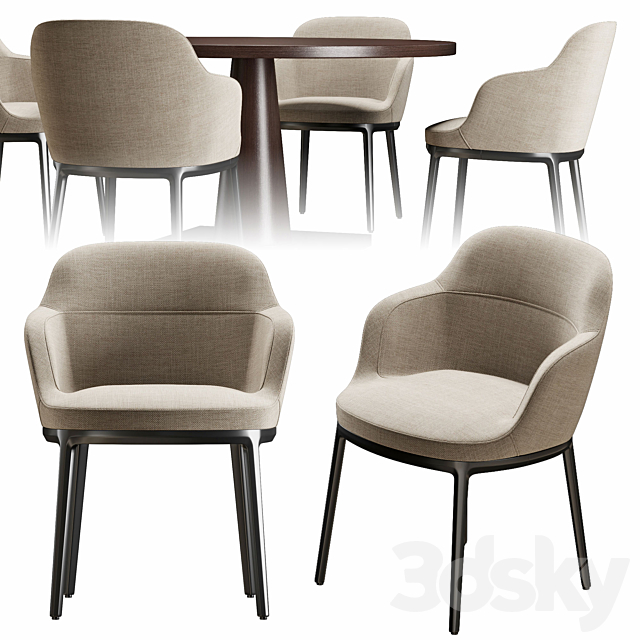 Chair and table B & B Maxalto Caratos. Maxalto Convivio 3DSMax File - thumbnail 2