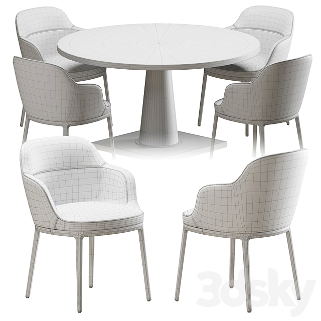 Chair and table B & B Maxalto Caratos. Maxalto Convivio 3DSMax File - thumbnail 3