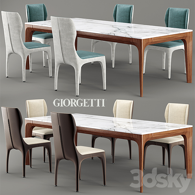 Chair and table giorgetti TICHE 3DS Max - thumbnail 1