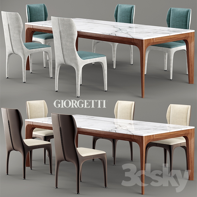 Chair and table giorgetti TICHE 3DS Max - thumbnail 3