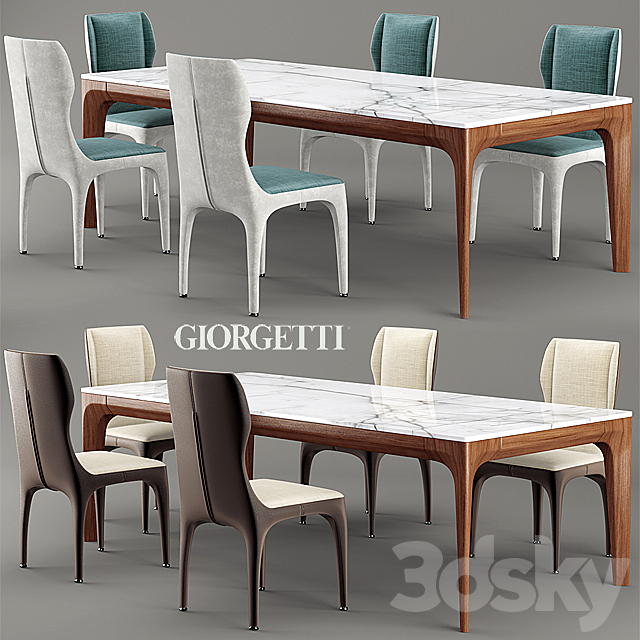 Chair and table giorgetti TICHE 3DSMax File - thumbnail 1