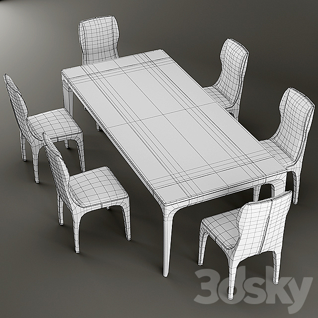 Chair and table giorgetti TICHE 3DSMax File - thumbnail 3