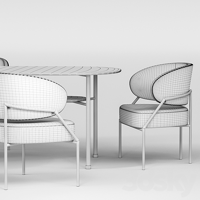 Chair Meridiani Isetta. table Meridiani Hubert 3DSMax File - thumbnail 3