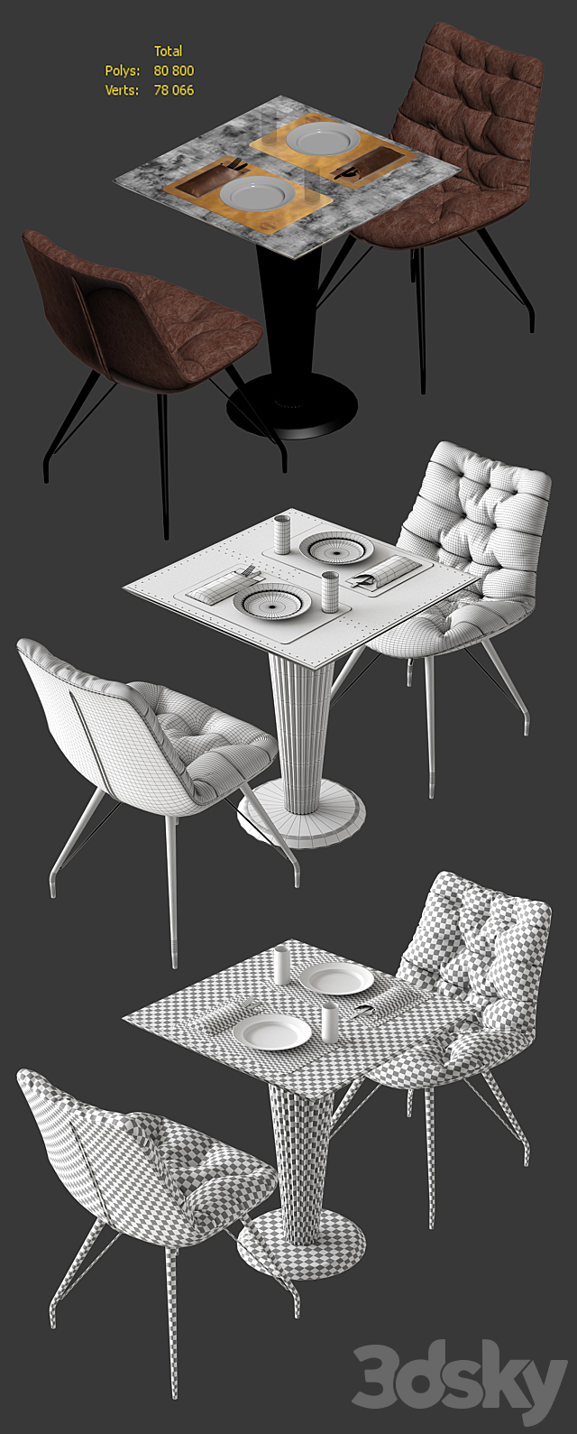 Chair Rowan Brown from Richmond and table Mesa Logan Roble from Brucs 3DS Max Model - thumbnail 3