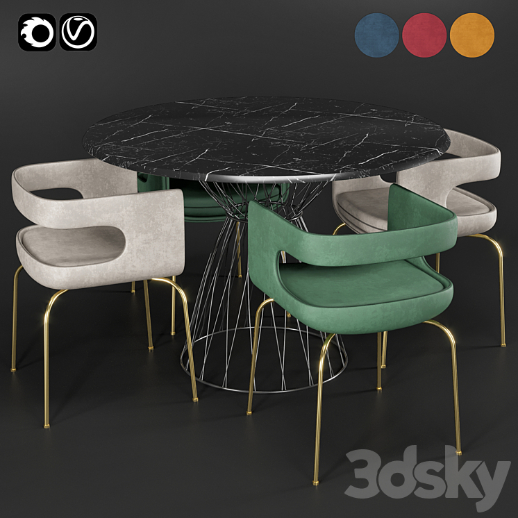 Chair & table 3DS Max - thumbnail 1