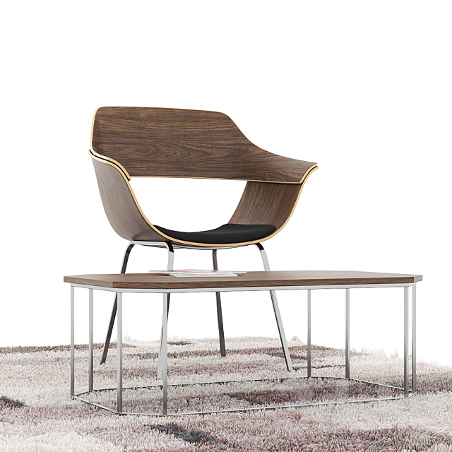 Chair + Table + Carpet 3DSMax File - thumbnail 2