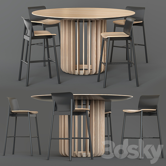 Chair & Table Round Set 3 3DSMax File - thumbnail 1