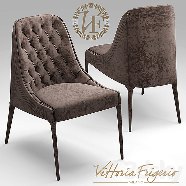 Chair vittoria frigerio Poggi High capitonne Alfieri table 3DS Max - thumbnail 2