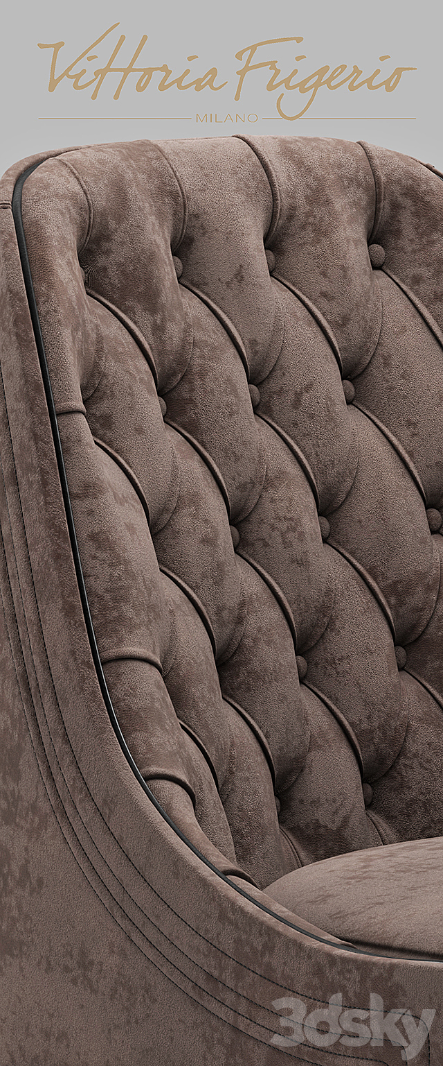 Chair vittoria frigerio Poggi High capitonne. Alfieri table 3DSMax File - thumbnail 3