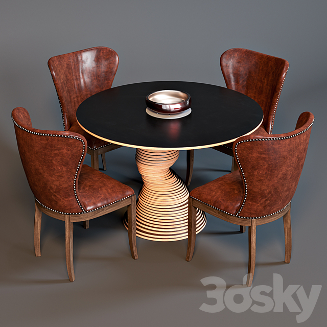 Chair Wingback and table Stack 50 3DS Max Model - thumbnail 2