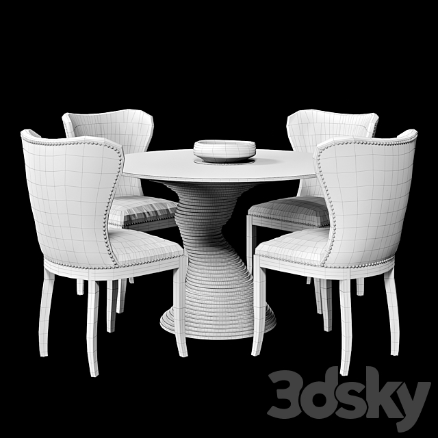 Chair Wingback and table Stack 50 3DS Max Model - thumbnail 3