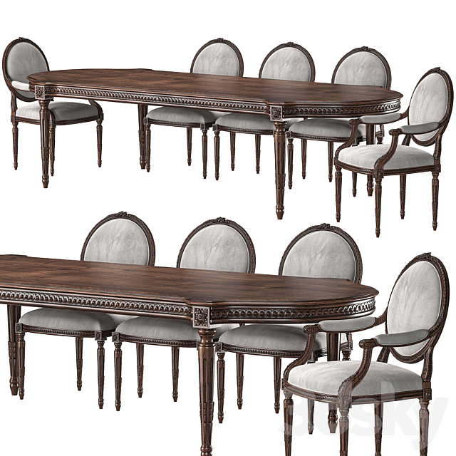 chairish louis table and chair art 5694 3ds Max - thumbnail 1