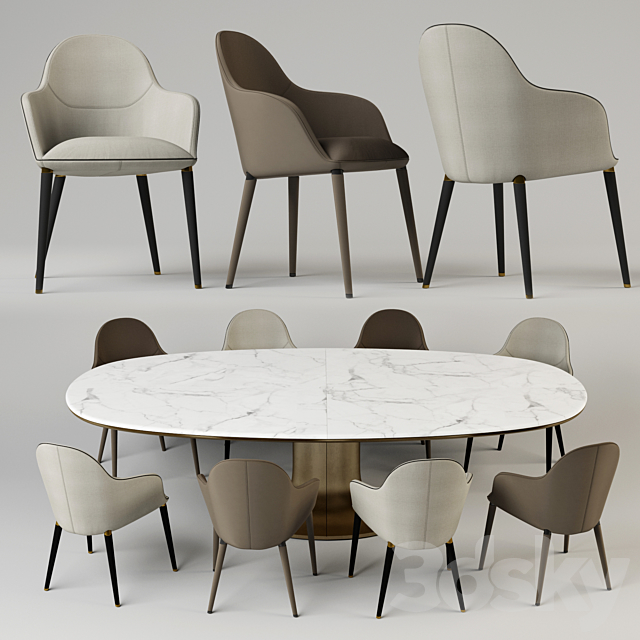 Chairs Giorgetti Selene. Table Giorgetti Mizar 3DSMax File - thumbnail 1