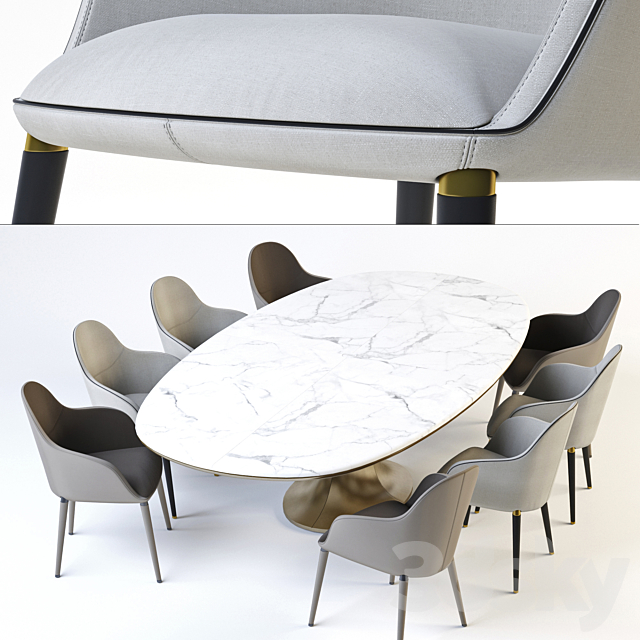 Chairs Giorgetti Selene. Table Giorgetti Mizar 3DSMax File - thumbnail 2