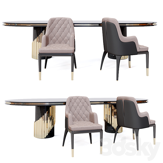 Charla dining chair & Littus Oval Table 3DSMax File - thumbnail 1