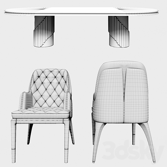 Charla dining chair & Littus Oval Table 3DSMax File - thumbnail 3