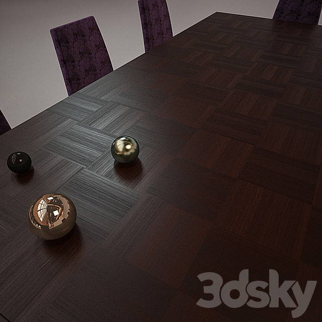 checker dining table 3DS Max Model - thumbnail 2