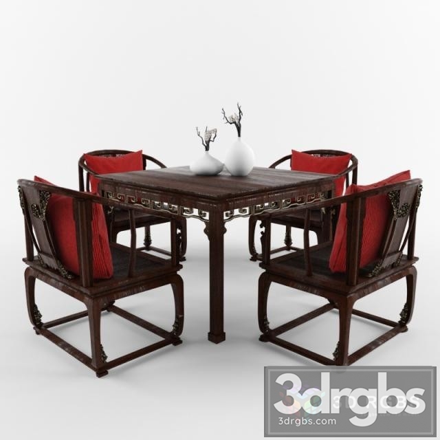 Chinese Chair and Table 01 3dsmax Download - thumbnail 1