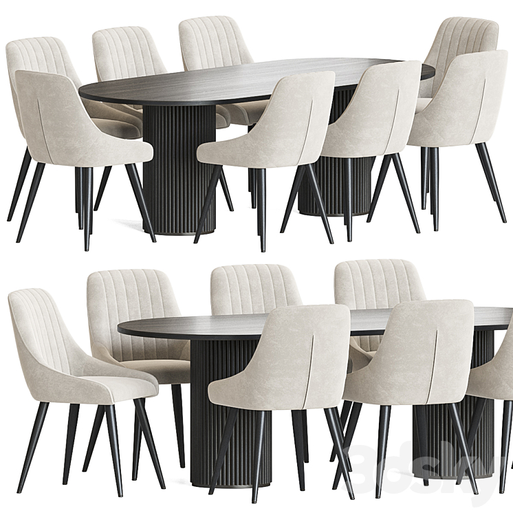 Chipman Chair Campbell Table Dining Set 3DS Max Model - thumbnail 1