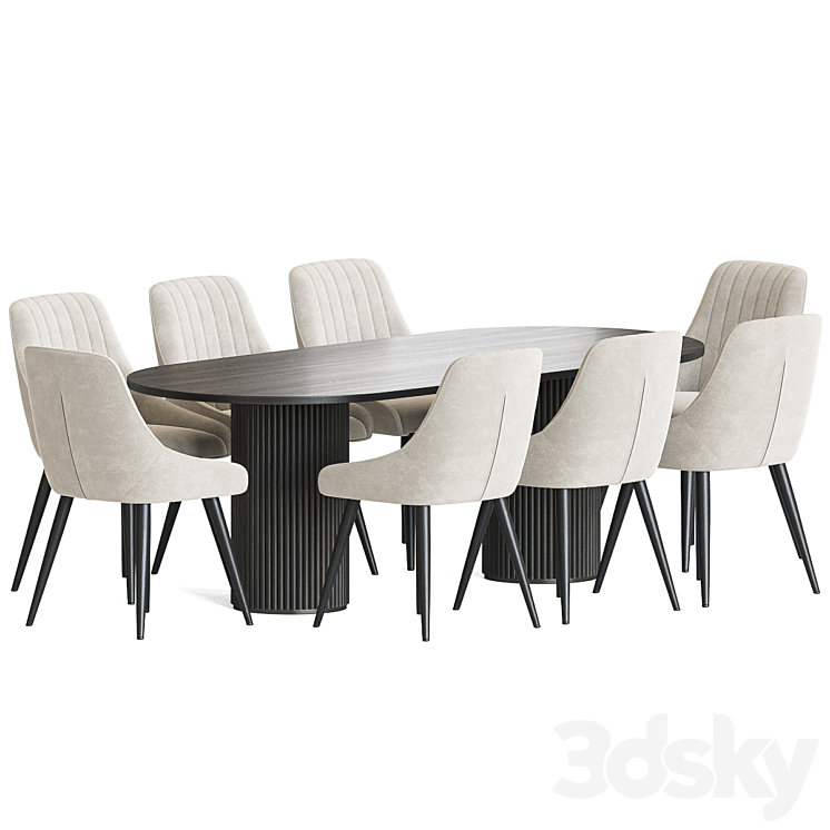 Chipman Chair Campbell Table Dining Set 3DS Max Model - thumbnail 2