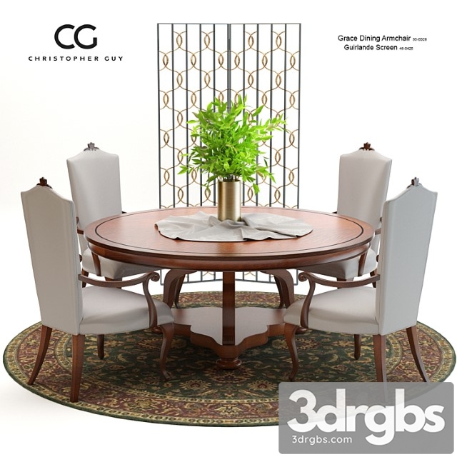 Christopher Guy Grace Dining Set 3dsmax Download - thumbnail 1