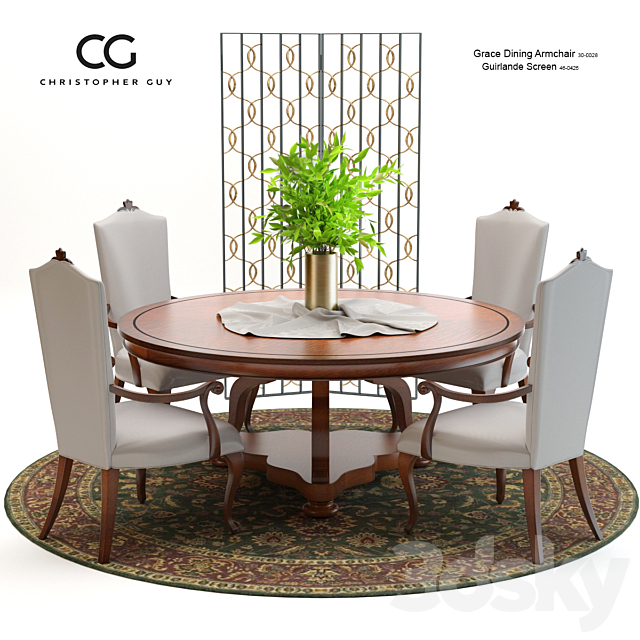 Christopher Guy Grace Dining Set 3DSMax File - thumbnail 1